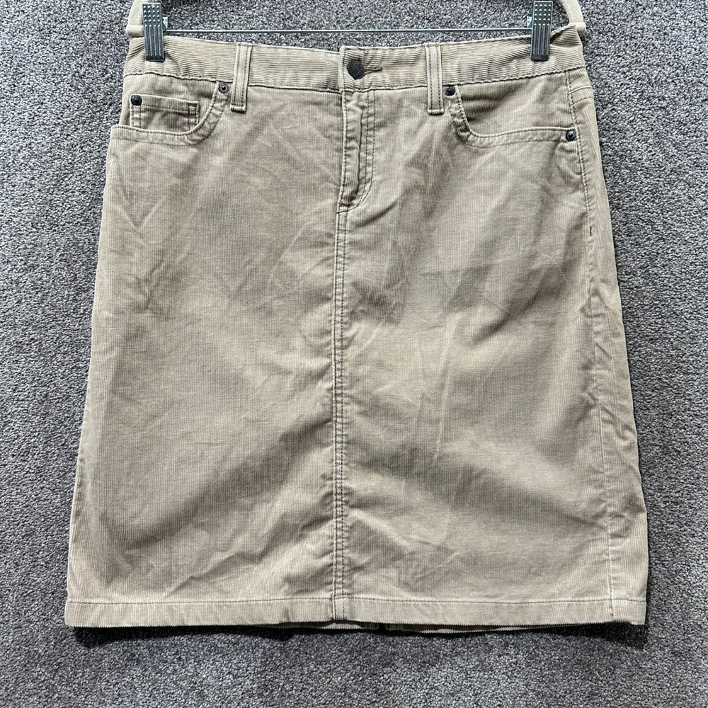 LL Bean Corduroy Skirt Women 10P Tan A Line Knee Length Casual Career‎